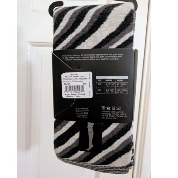 brand new black/grey striped sweater tights M/L - Picture 2 of 3